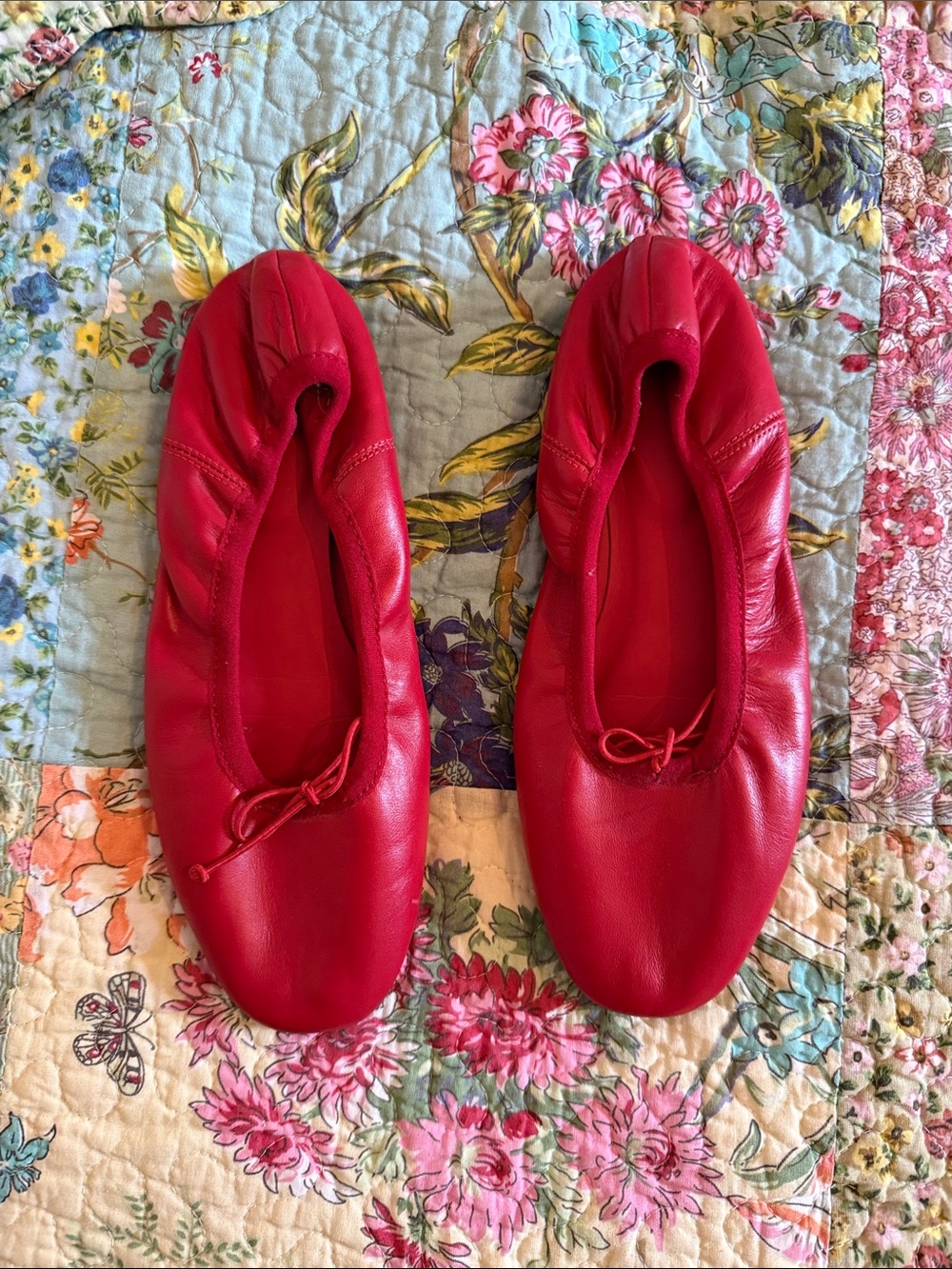 Mango Red Leather Ballet Flats